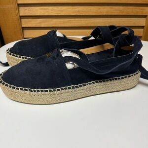 Womens Ralph Lauren Collection Perrie Flat Espadrille Suede Navy
